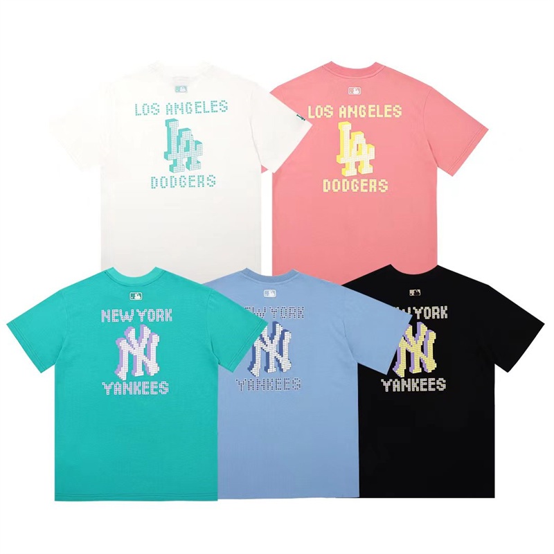 Áo Thun Cotton Tay Ngắn Dáng Rộng In Chữ MLB Thời Trang Cho Nam Và Nữ