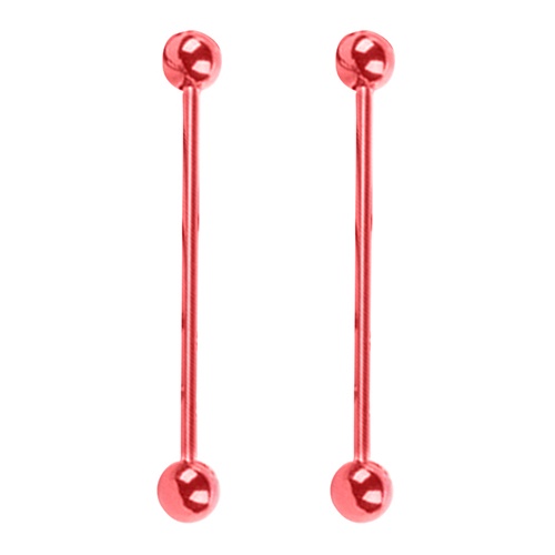 1 Cặp Khuyên Lưỡi Bằng Thép Không Gỉ Dạng Thanh Tạ Dài Unisex