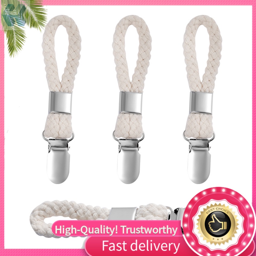 Set 4 Kẹp Treo Khăn Trà Bằng Kim Loại - Vòng Cotton Bện 1. Kẹp Khăn Tắm Chất Lượng Cao Chống Mài Mòn Không Dễ Sử Dụng