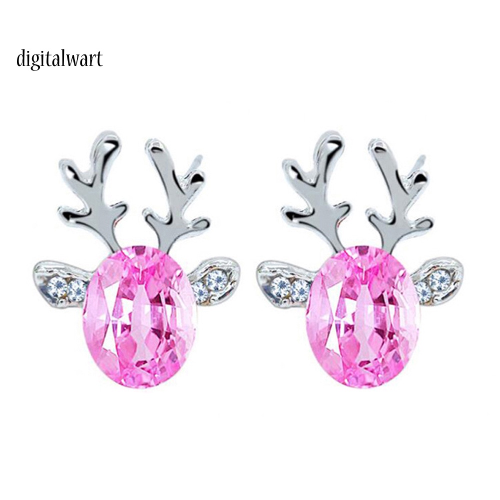 Kỹ Thuật Số| Bông Tai HìNh SừNg Hươu 3D ĐíNh Đá Sang TrọNg