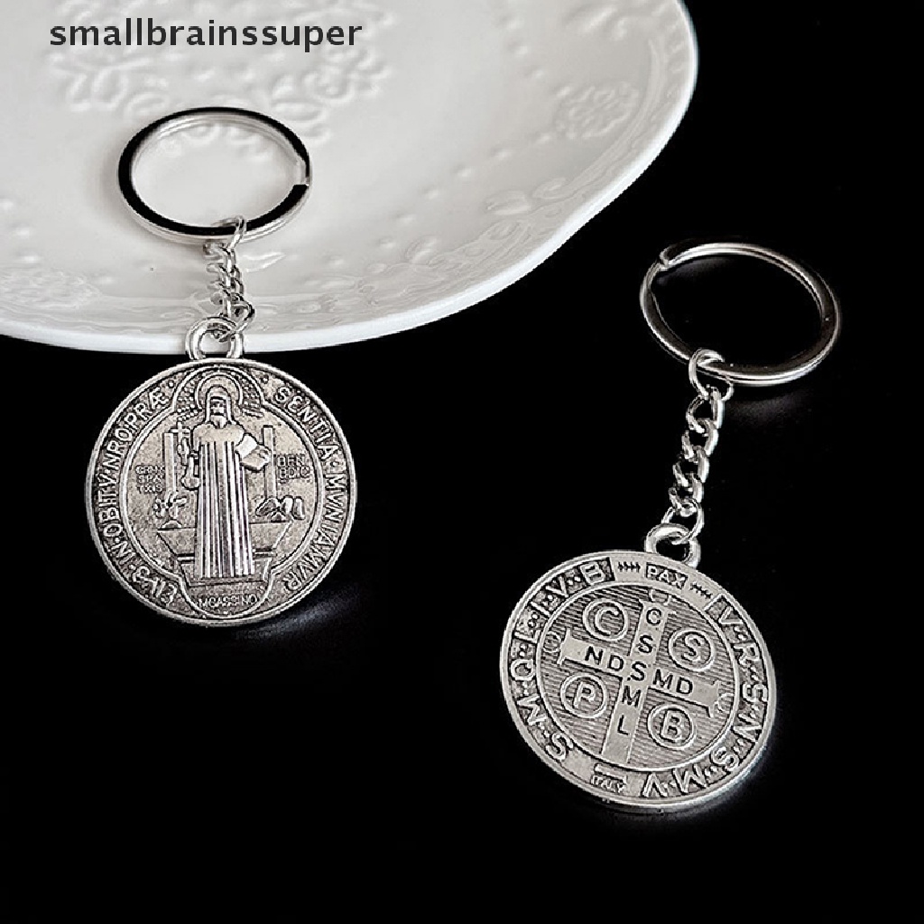 Móc Khóa Nhỏ Mặt Tròn Saint Benedict Thời Trang Cổ Điển Cho Nam Và Nữ SBS