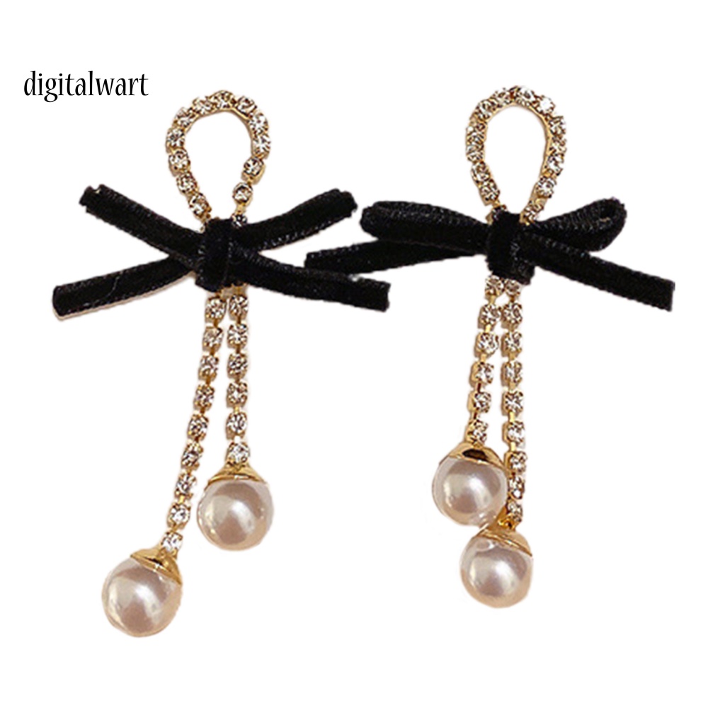 Kỹ Thuật Số| 1 Đôi Bông Tai Đính Nơ Và Ngọc Trai Giả Thời Trang Dành Cho Nữ