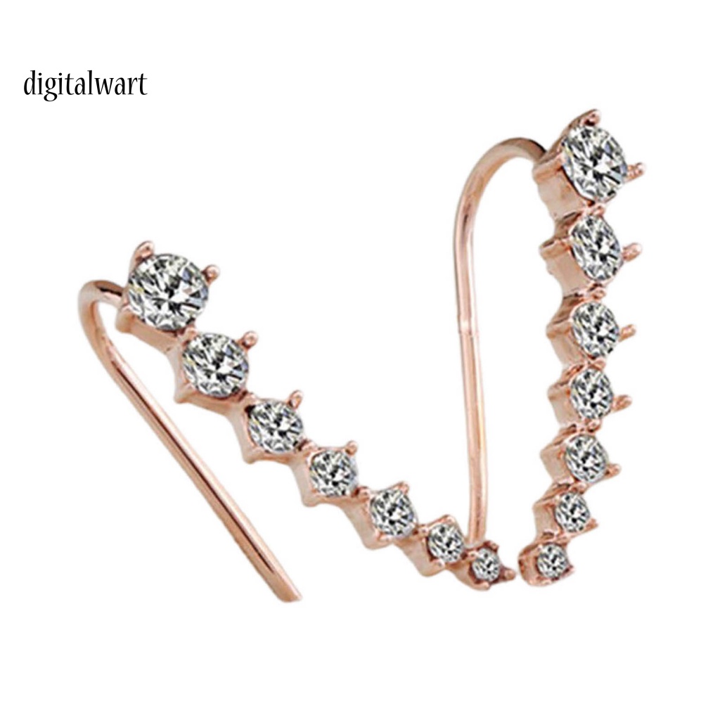 Kỹ Thuật Số| 1 Đôi Bông Tai Chữ C Đính Đá Sáng Bóng Phong Cách Hàn Quốc Dành Cho Nữ