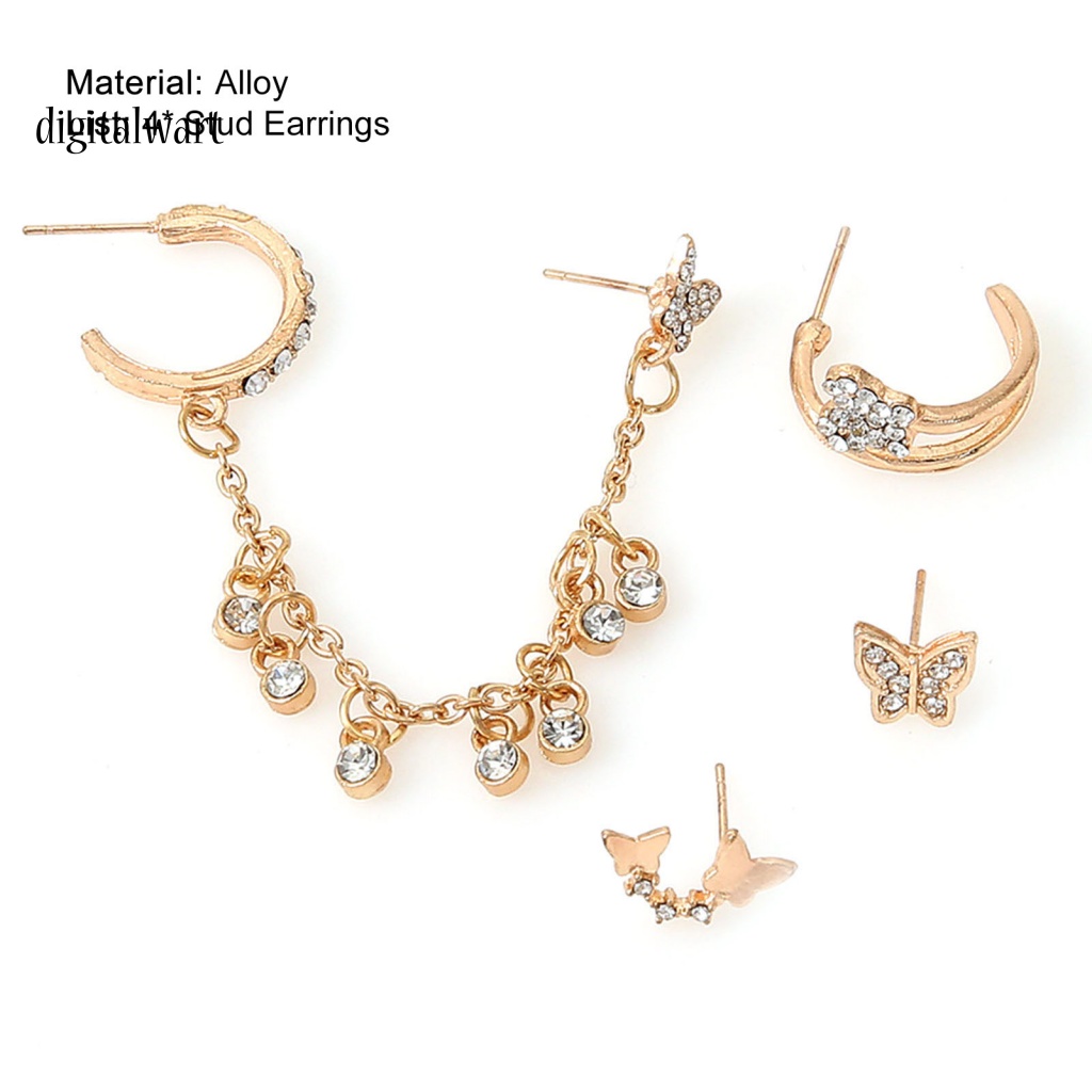 Kỹ Thuật Số| Set 4 Khuyên Tai Hình Bướm Bằng Hợp Kim Thời Trang Cho Nữ