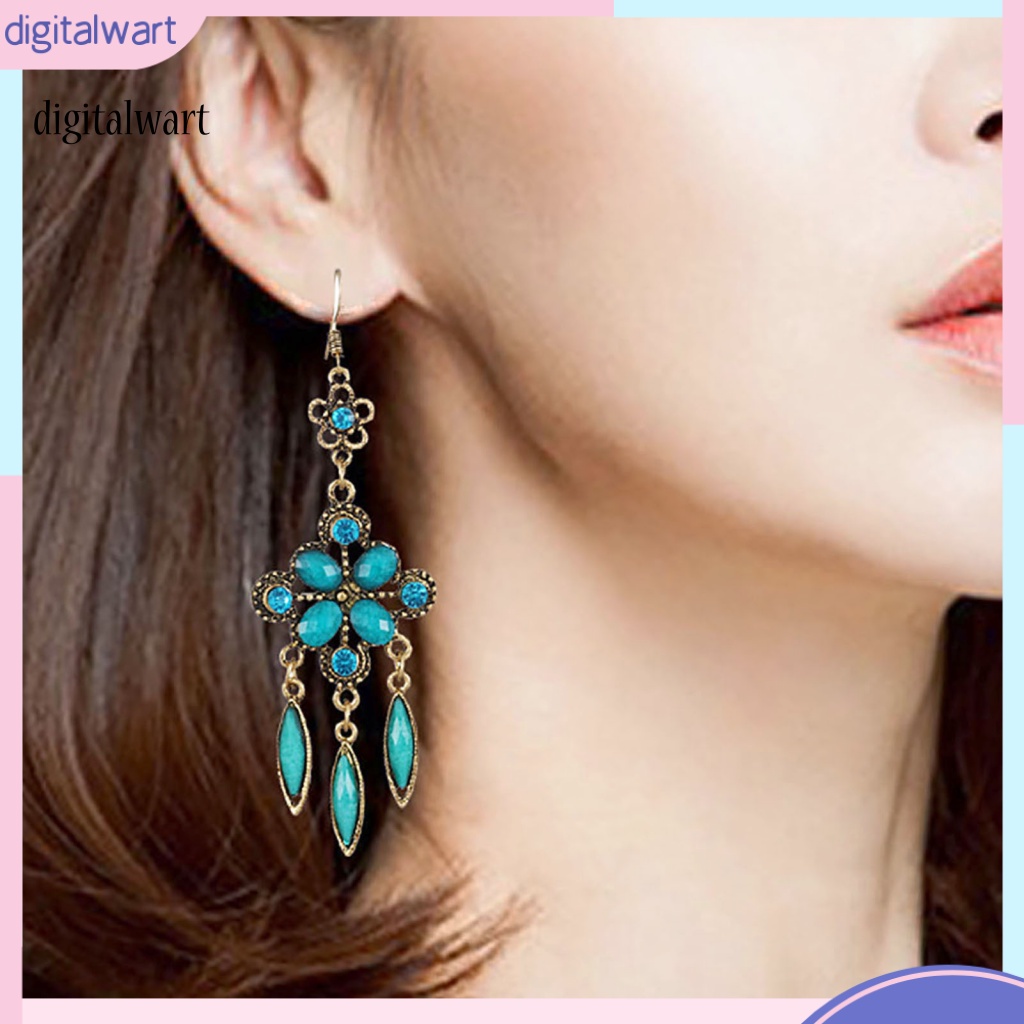 Kỹ Thuật Số| 1 Đôi Bông Tai Hợp Kim Dáng Dài Chống Rỉ Sét Phong Cách Vintage Sáng Tạo Cho Nữ