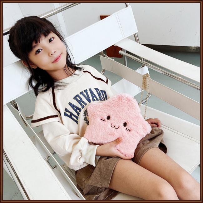 Túi Đeo Chéo Hình Ngôi Sao Hoạt Hình Phối Khóa Kéo Thời Trang Cho Bé Gái