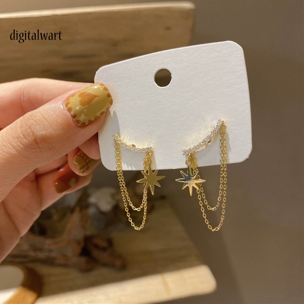 Kỹ Thuật Số| 1 Đôi Bông Tai Tua Rua Đính Đá Lấp Lánh Dành Cho Nữ