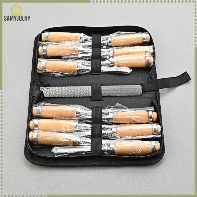 Bộ 13 Dụng Cụ Điêu Khắc Gỗ Kèm Túi Đựng Tiện Dụng