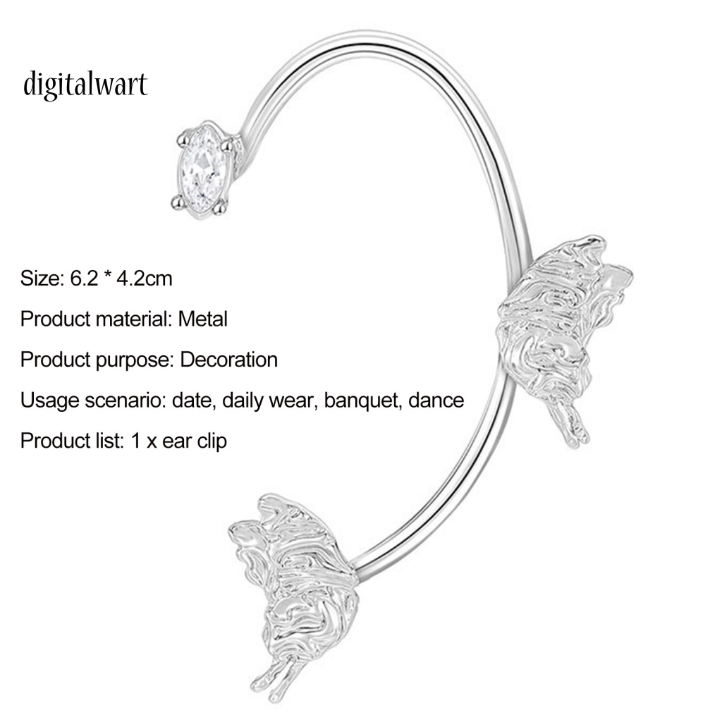 Kỹ Thuật Số| 1 Khuyên Kẹp Vành Tai Hình Bướm Đính Đá Lấp Lánh Quyến Rũ Dễ Phối Đồ Cho Nữ