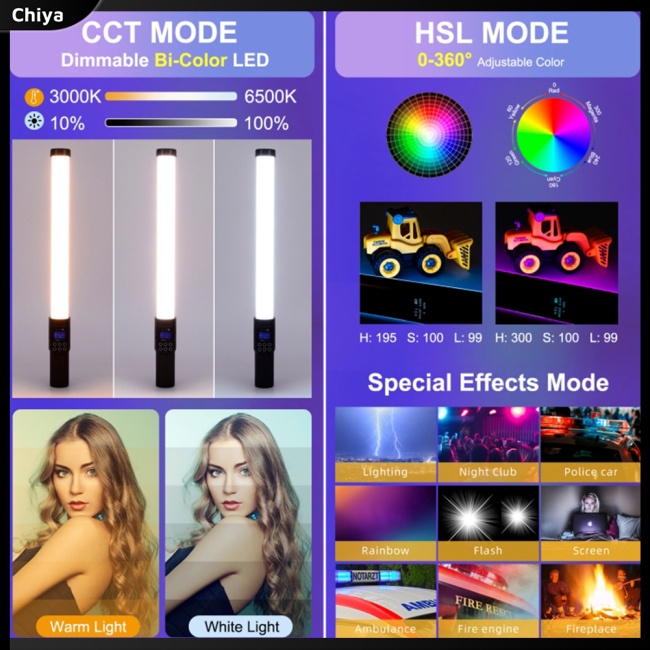 Gậy Chụp Ảnh Có Đèn Led Rgb Nhiều Màu Sắc Tùy Chỉnh Nhiệt Độ Kèm Sạc Tiện Dụng