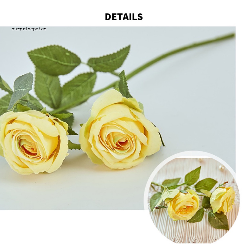 Bó Hoa Hồng Nhân Tạo 2 Đầu Không Phai Màu Trang Trí Nhà Cửa / SPA