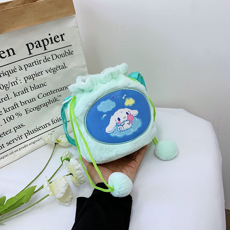 Túi Dây Rút Đeo Chéo Hình Cinnamoroll Hoạt Hình Đáng Yêu Cho Trẻ Em