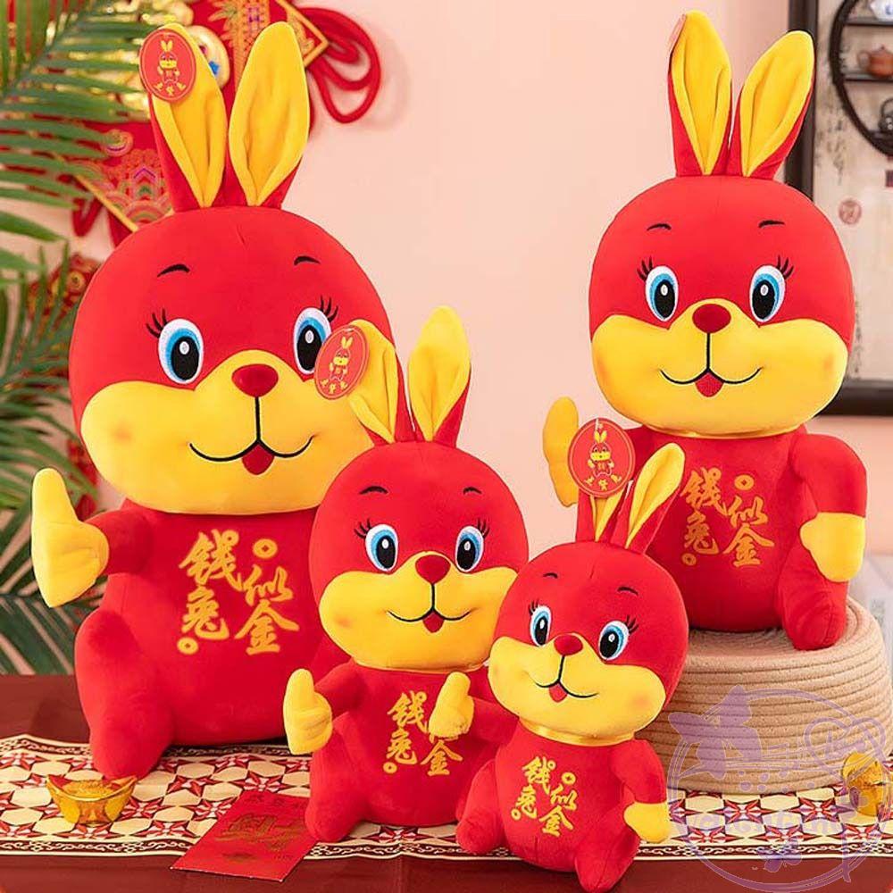 Thỏ Nhồi Bông Cotton Phong Cách Trung Hoa Dễ Thương Dùng Trang Trí Nhà Cửa / Năm Mới