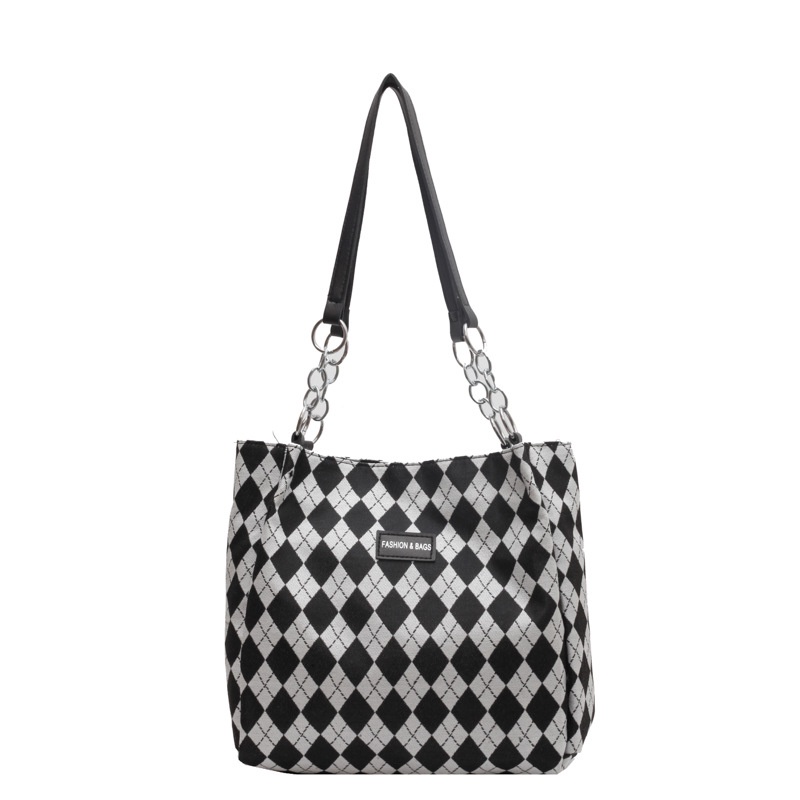 Túi Tote Mini Đeo Vai Họa Tiết Hình Thoi Phong Cách Retro Thời Trang Xuân Hè 2023 Cho Nữ