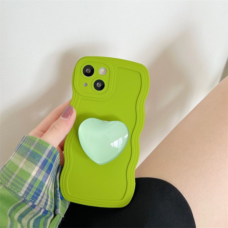 Ốp Điện Thoại Silicon Có Giá Đỡ Hình Trái Tim Cho iPhone14 13 11 12 xr xs