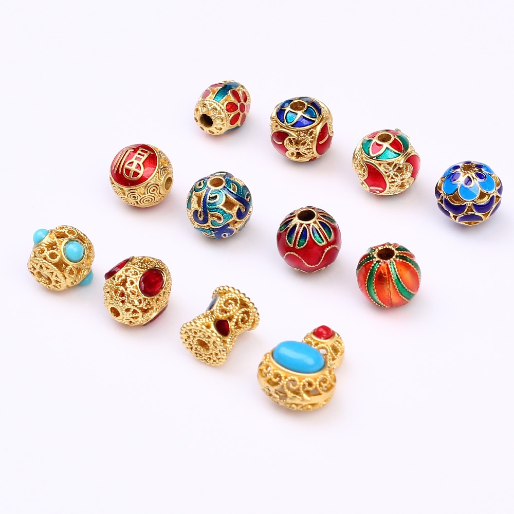 Bộ 5 Hạt Xỏ Lỗ Màu Sắc Xanh Dương Dùng Làm Vòng Tay diy