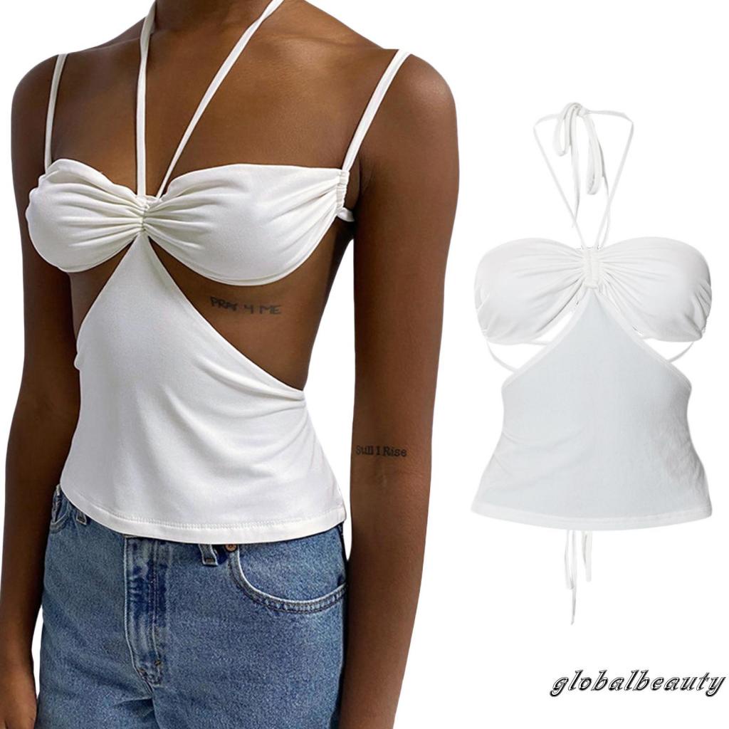 Áo Tank Top Không Tay Hở Lưng Màu Trắng Thời Trang Mùa Hè Cho Nữ