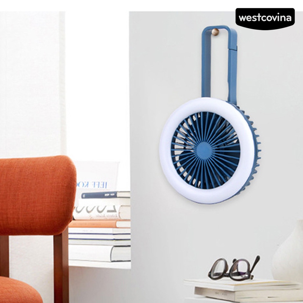 W🅢Quạt USB Mini Có Đèn LED Có Thể Gấp Lại Kèm Móc Treo Tiện Dụng