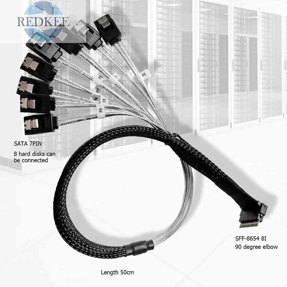 Cáp ChuyểN ĐổI MỏNg SAS4.0 SFF-8654 8i Sang SATA 8 CổNg 12Gbps 50cm