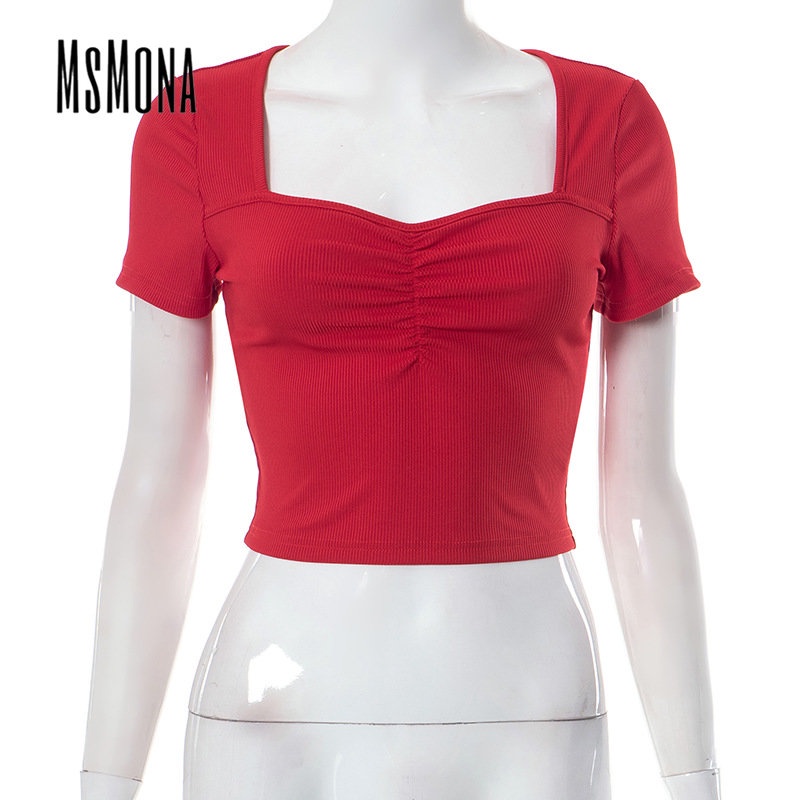 Áo Thun Tay Ngắn Cổ Chữ V Màu Trơn Dáng Ôm Thời Trang 2023 Cho Nữ