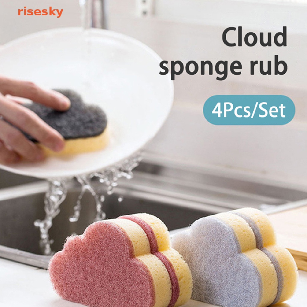 Set 4 Miếng Bọt Biển Rửa Xe Hơi / Nhà Bếp Hình Đám Mây Đa Năng