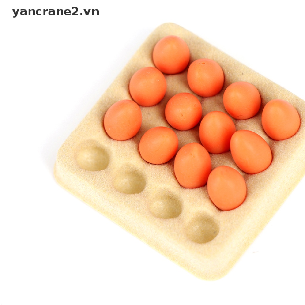 Set 2 Khay Đựng Trứng + 16 Quả Trứng Trang Trí Nhà Búp Bê 1: 12