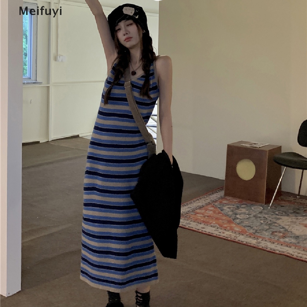 Đầm Maxi Dệt Kim Cổ Chữ V Dáng Rộng Họa Tiết Kẻ Sọc Thời Trang Mùa Hè Cho Nữ