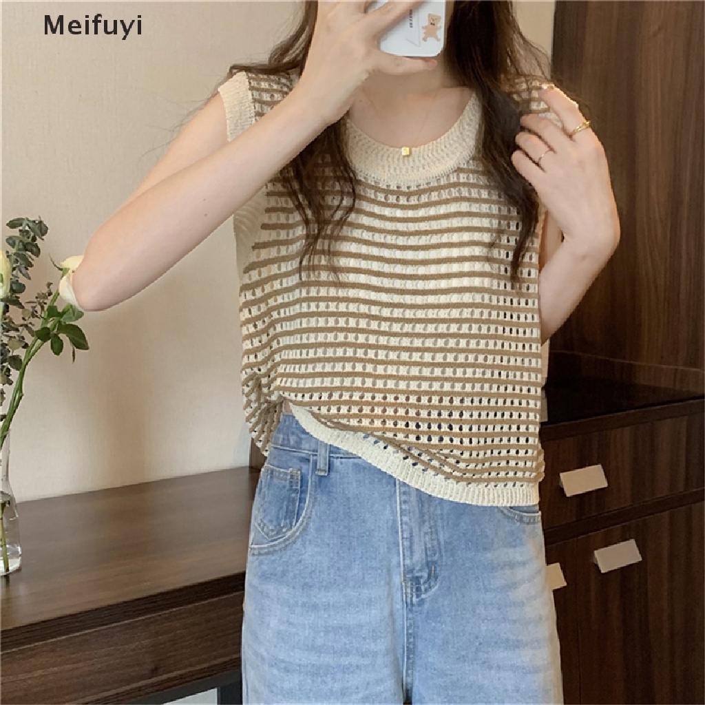 Áo Dệt Kim Sát Nách Dáng Rộng Họa Tiết Kẻ Sọc Thời Trang Mùa Hè Cho Nữ