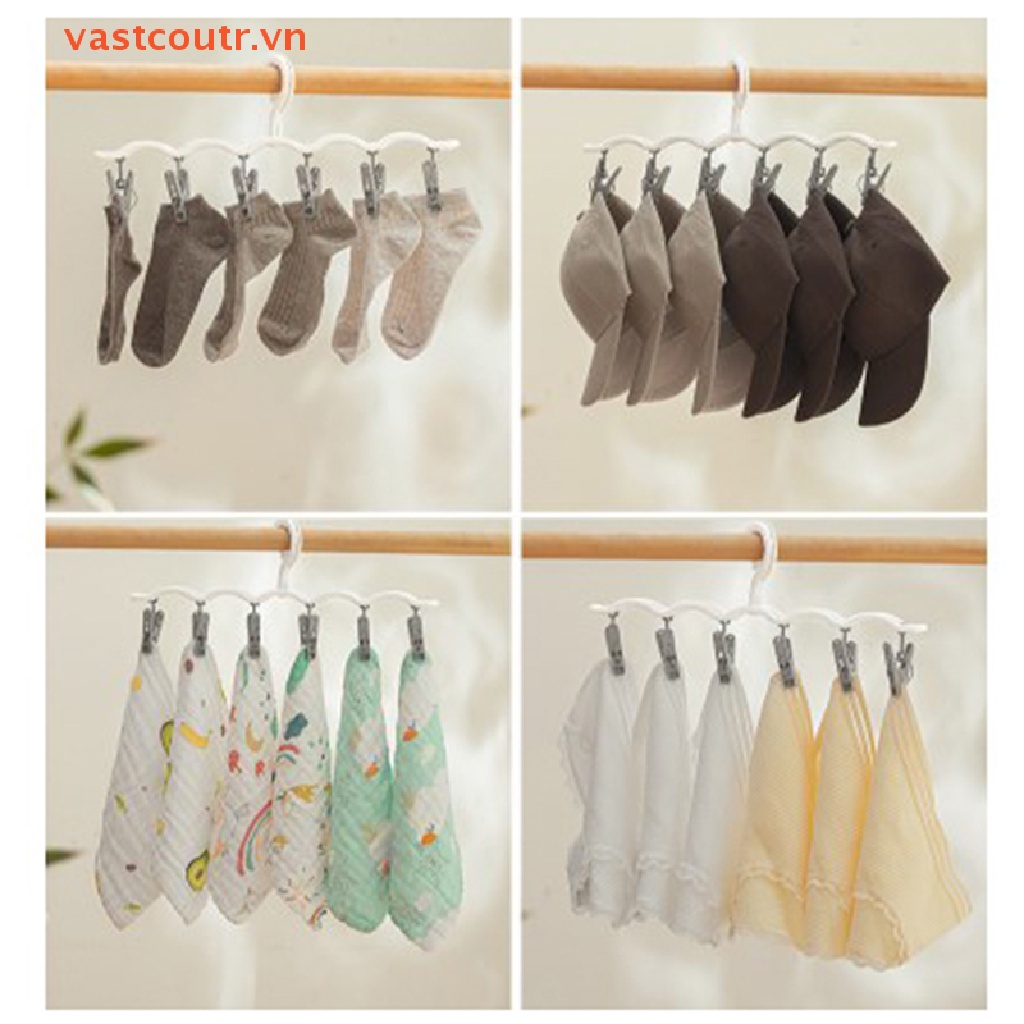 Giá Treo Mũ / Vớ 6 Kẹp Tiện Dụng Cho Gia Đình