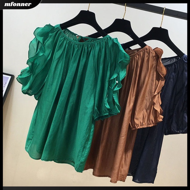 Áo Chiffon Cotton Tay Ngắn Dáng Rộng Mềm Mại Thoải Mái Hợp Thời Trang Cho Nữ