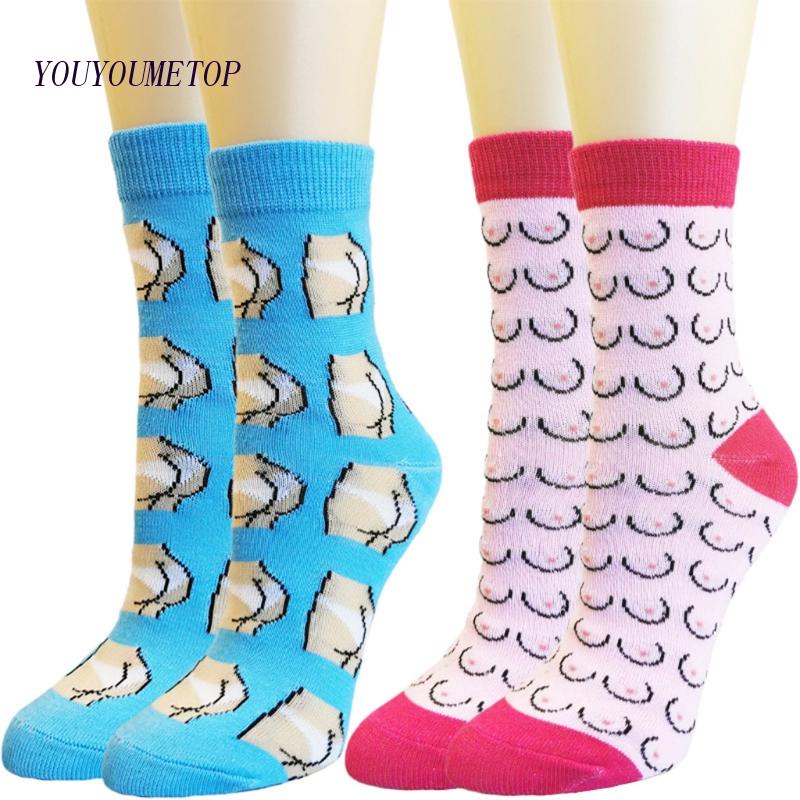 Youyo Đôi Vớ In Hình Mông Ngực Hoạt Hình Vui Nhộn Nhiều Màu Sắc Co Giãn Dành Cho Người Lớn Unisex