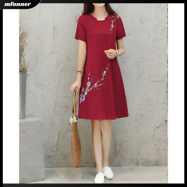 Đầm Tay Ngắn Dáng Rộng In Họa Tiết Hoa Xinh Xắn Thời Trang Cho Nữ