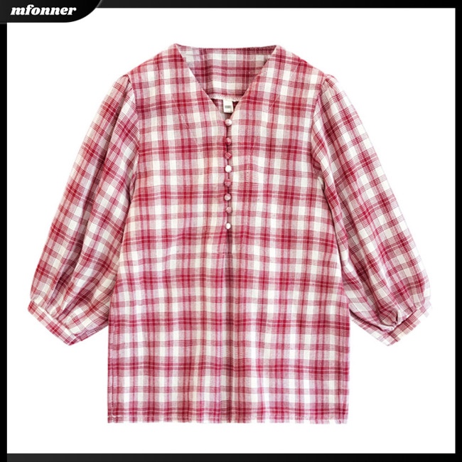 Áo Kiểu Tay Lửng Dáng Rộng Họa Tiết Kẻ Sọc Thời Trang Cho Nữ