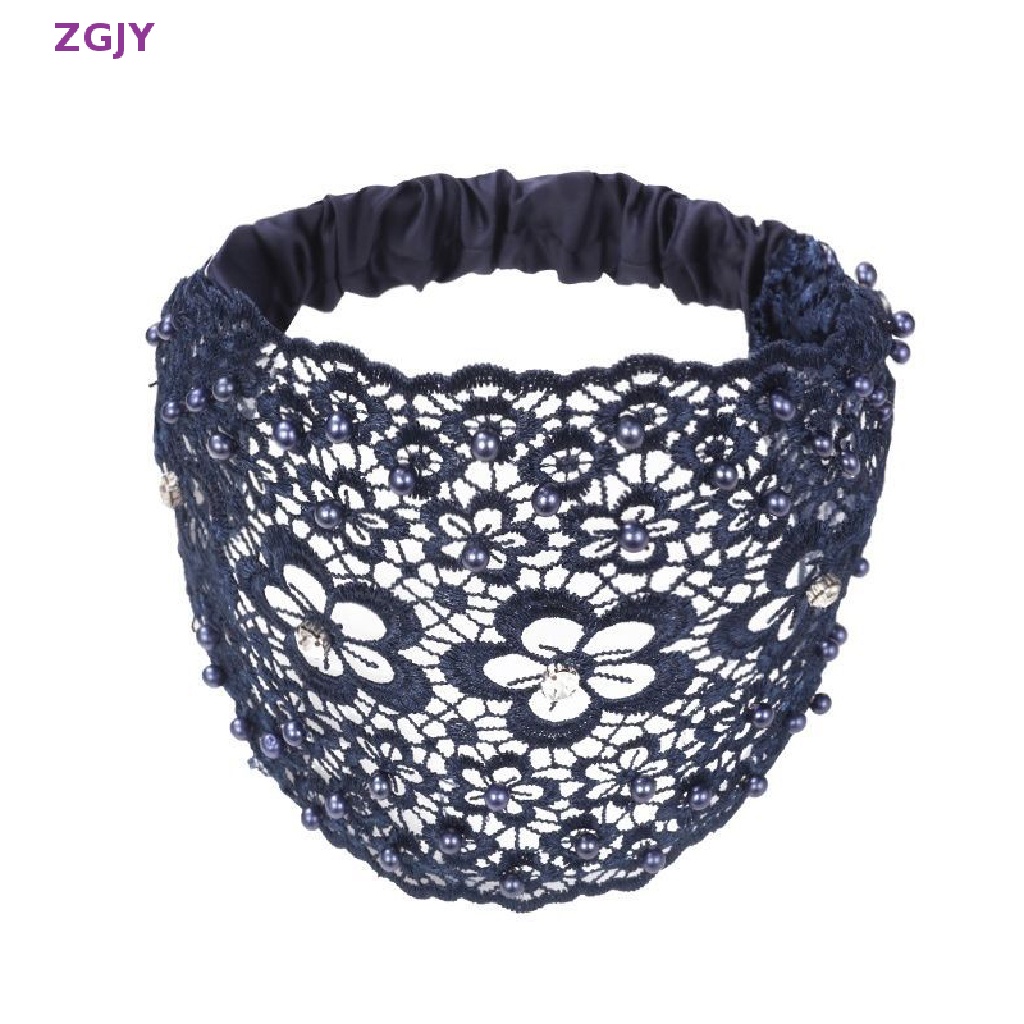 Băng Đô Ren Mỏng Vành Rộng Thoáng Khí Thêu Họa Tiết Đính Ngọc Trai Thời Trang Cho Nữ Mới