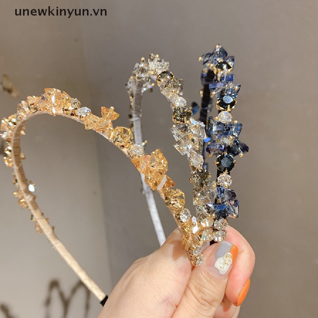 Băng Đô Hoa Đính Đá Thủy Tinh Thủ Công Phong Cách Bohemian