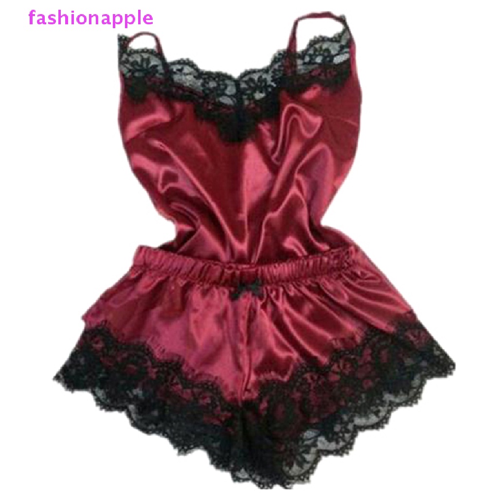 Bộ Đồ Ngủ Hai Dây Không Tay Viền Ren Sa Tanh Cho Nữ