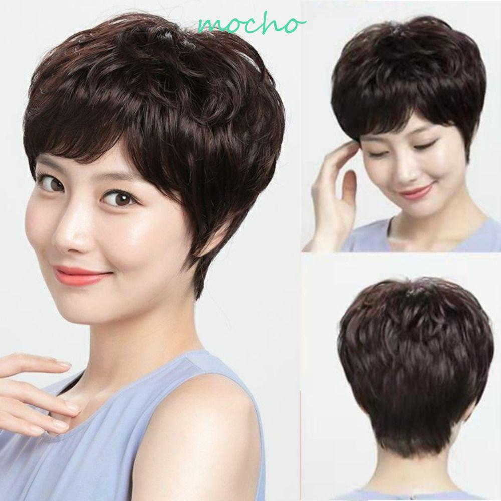 Tóc Giả Ngắn Màu Đen / Nâu Thoáng Khí Thời Trang Cho Nữ