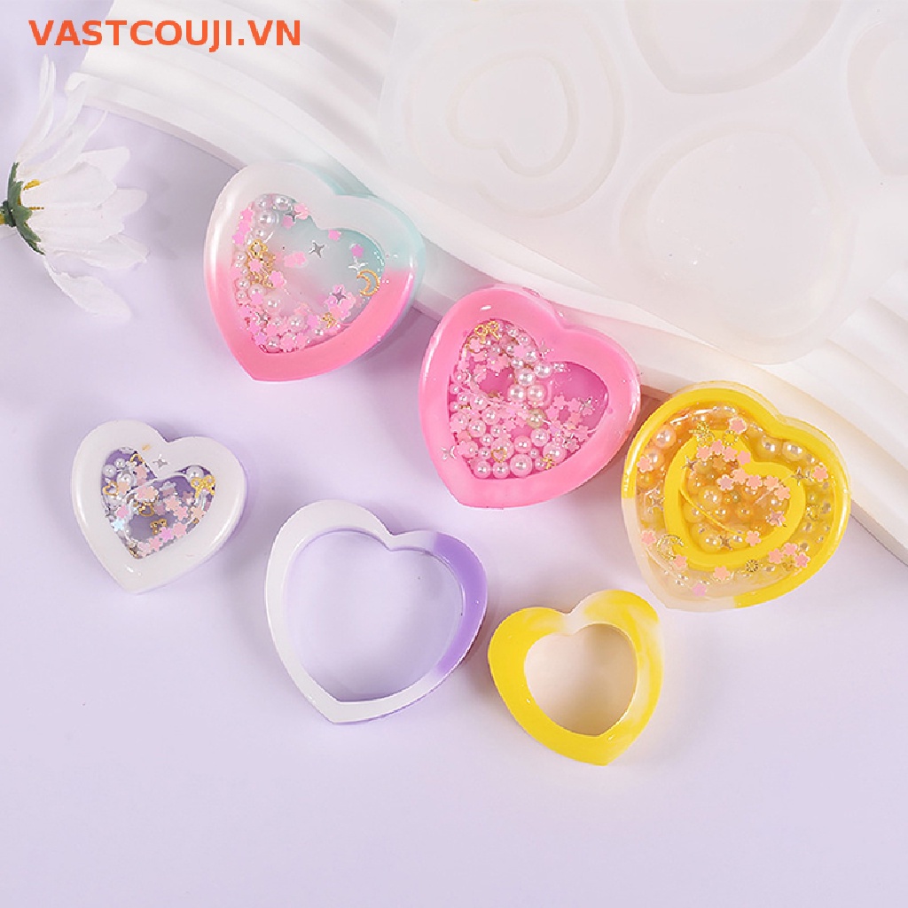 Khuôn Silicon Làm Mặt Dây Chuyền DIY Hình Trái Tim Hoạt Hình VASTJI