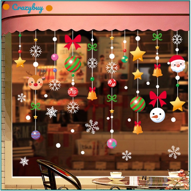 Cr Set 4 Miếng Dán Cửa Sổ Trang Trí Giáng Sinh