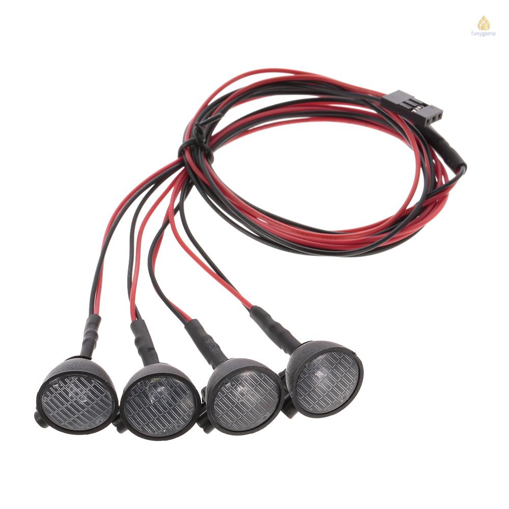 Set 4 Đèn LED Tròn Đa Năng Kèm Chụp Đèn Cho Xe Điều Khiển Từ Xa HSP REDCAT Axial SCX10 Traxxas TRX-4 1 / 10