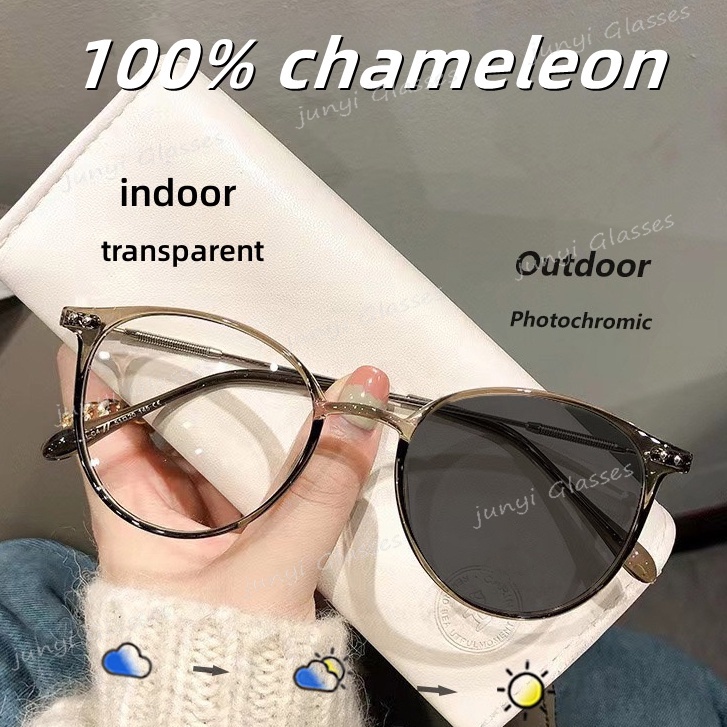 Kính Mát Gọng Kim Loại Tròn Chống Bức Xạ UV400 Cho Nữ