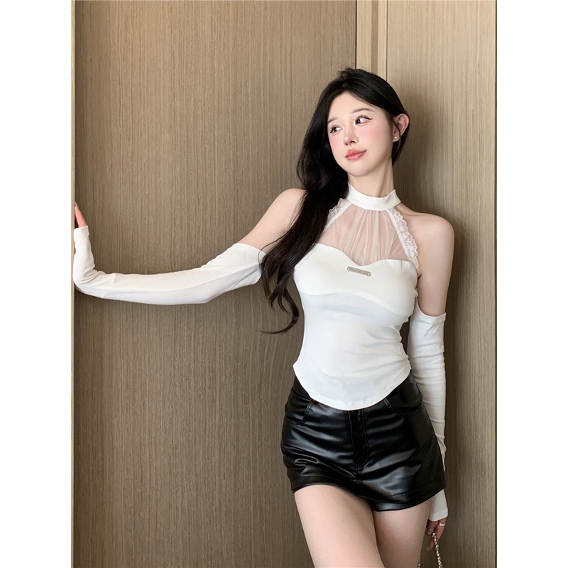 Áo Kiểu Trễ Vai Dáng Ôm Tay Dài Gợi Cảm