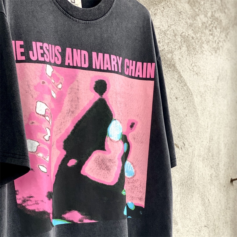 Saint- MICHAEL - CHO &amp; &quot;JAMC-The Con Số Trừu Tượng Thời Trang Mới Nhất&quot; Trọng Lượng Nặng Cổ Điển Tay Ngắn Giặt Được Đường Phố Cao Cấp Giới Hạn