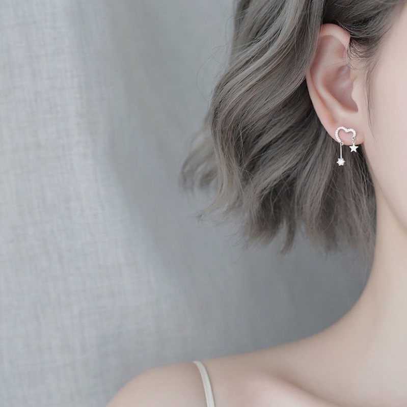 🔥 GIÁ SỈ 🔥 Bông tai/hoa tai trái tim dáng thả đôi - PH878 [Hàng loại 1 - SIÊU ĐẸP]