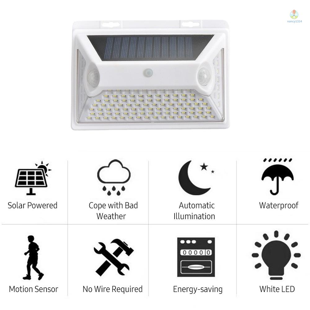 Đèn LED 118 Bóng Gắn Tường Cảm Biến Chuyển Động Sử Dụng Năng Lượng Mặt Trời Chống Thấm Nước Xoay 360 Độ