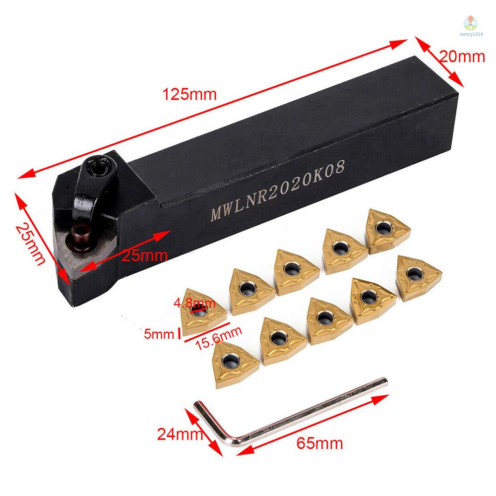 Hộp Đựng Mwnr2020K08 + 10 Chiếc WNMG080404 Bộ Phụ Kiện Gồm Cờ Lê + Chèn Chèn Cacbua Cacbua Chuyên Dụng Cho Máy Tiện