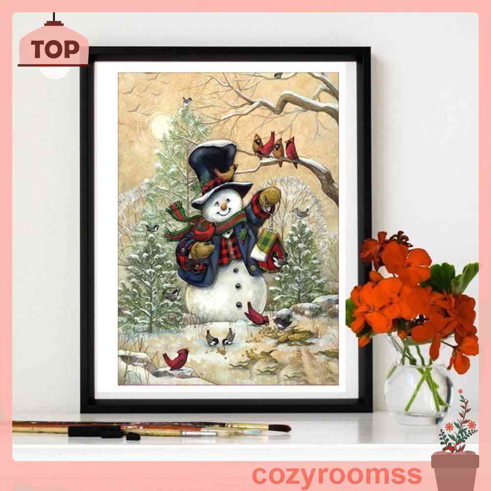 Tranh Thêu Trang Trí Thủ Công 5D Hình Người Tuyết Giáng Sinh (Mũi Thêu Hình