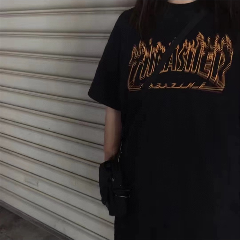 Áo Thun Cotton Tay Ngắn Dáng Rộng In Chữ Đục Lỗ Plus Size Unisex