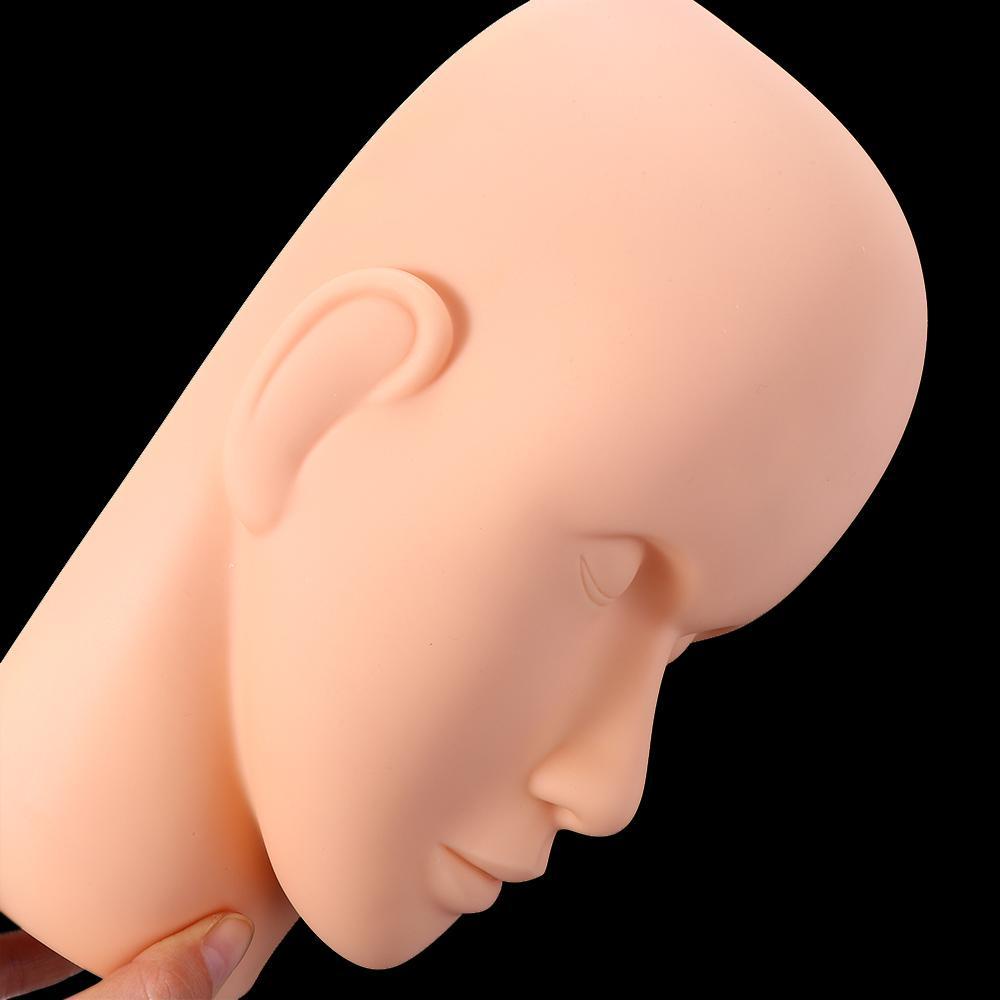 QQMALL Đầu Người Cao Su Tự Nhiên Luyện Tập Trang Điểm Xăm Hình