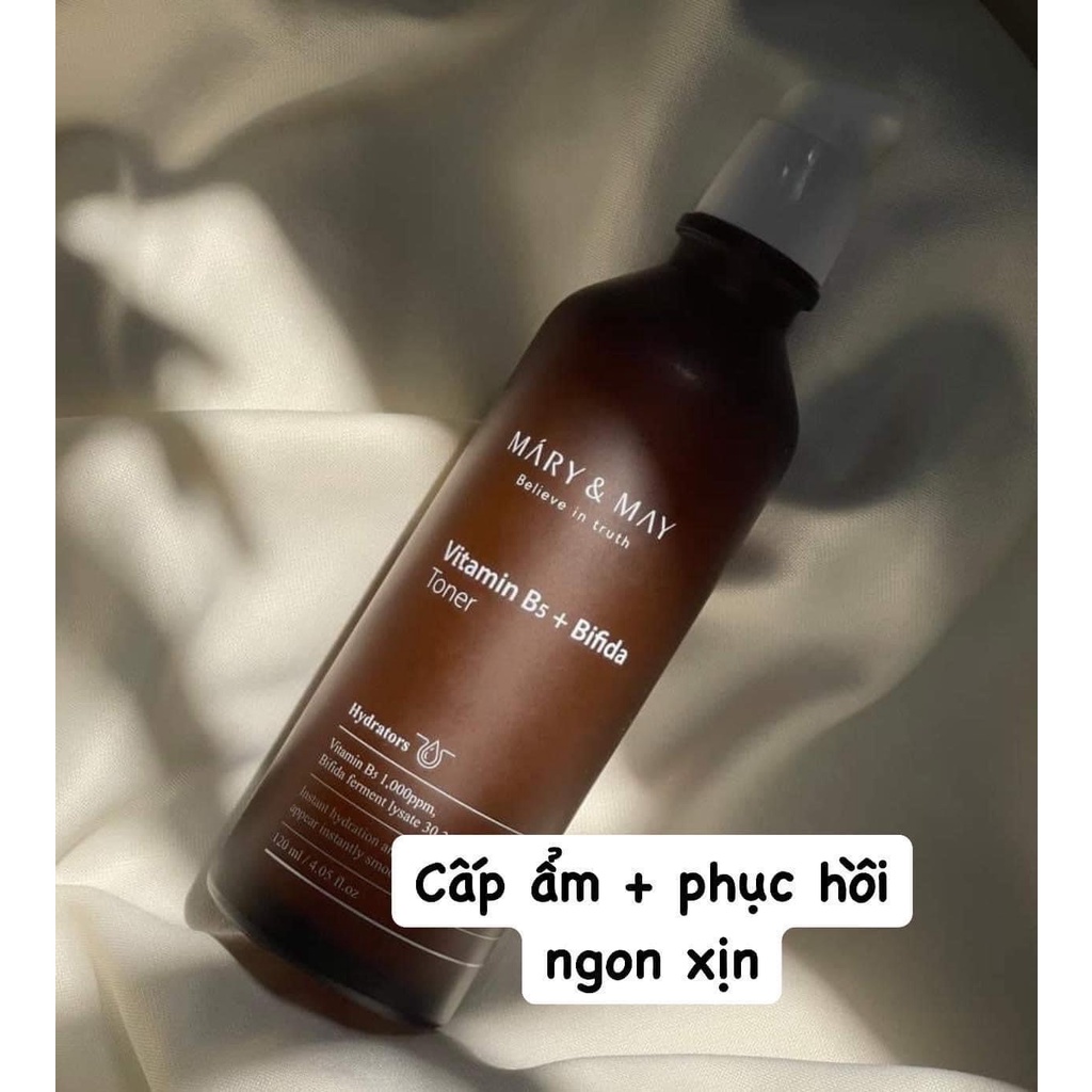 Toner Nước hoa hồng Phục Hồi, Sáng Da Mary&May Vitamin B5 + Bifida